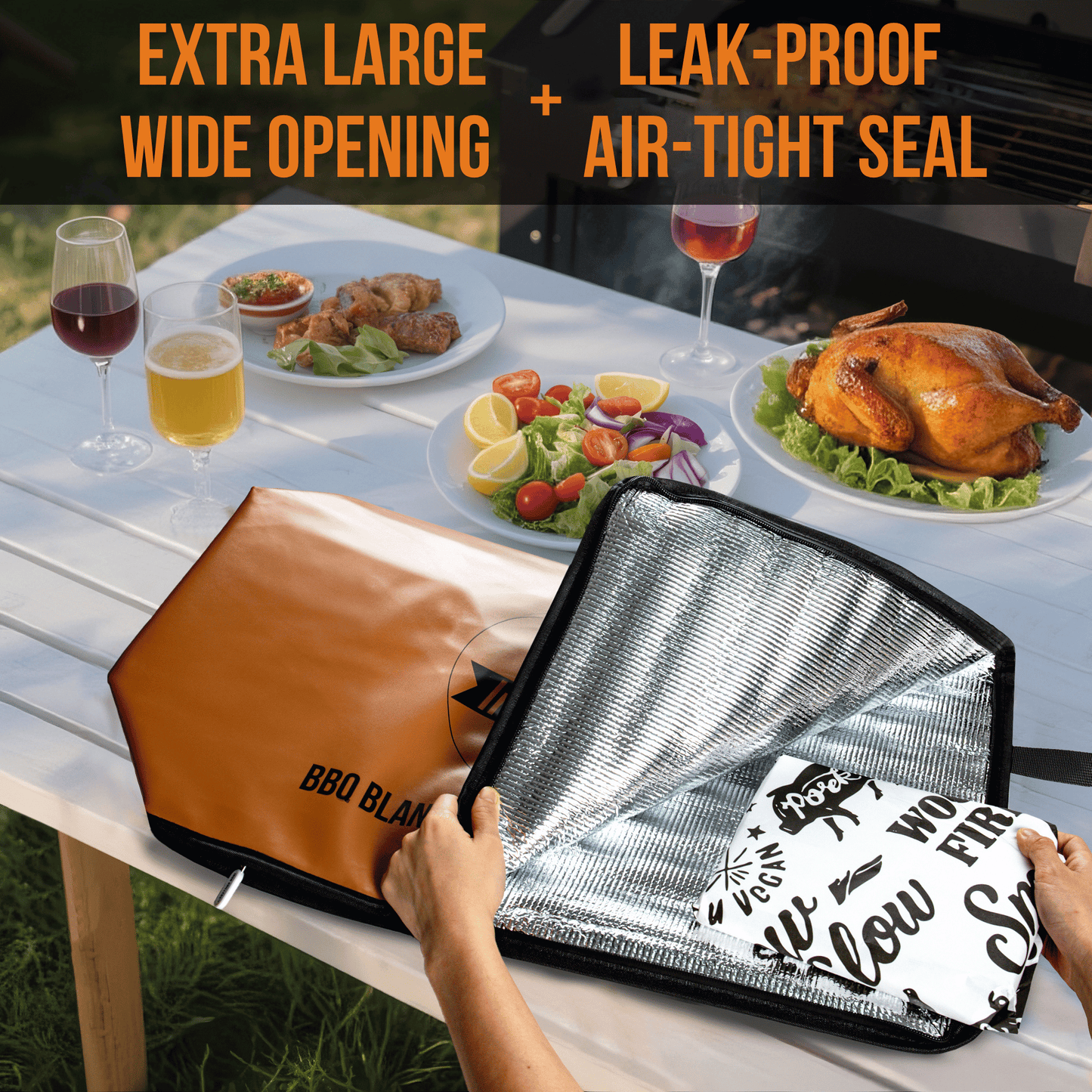 Leather BBQ Blanket for Resting Meat - Insulated Brisket Blanket Smoker Meat Resting Bag (Large 24 Inch)