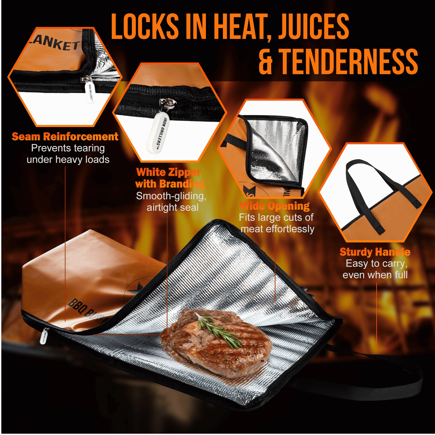 Leather BBQ Blanket for Resting Meat - Insulated Brisket Blanket Smoker Meat Resting Bag (Large 24 Inch)