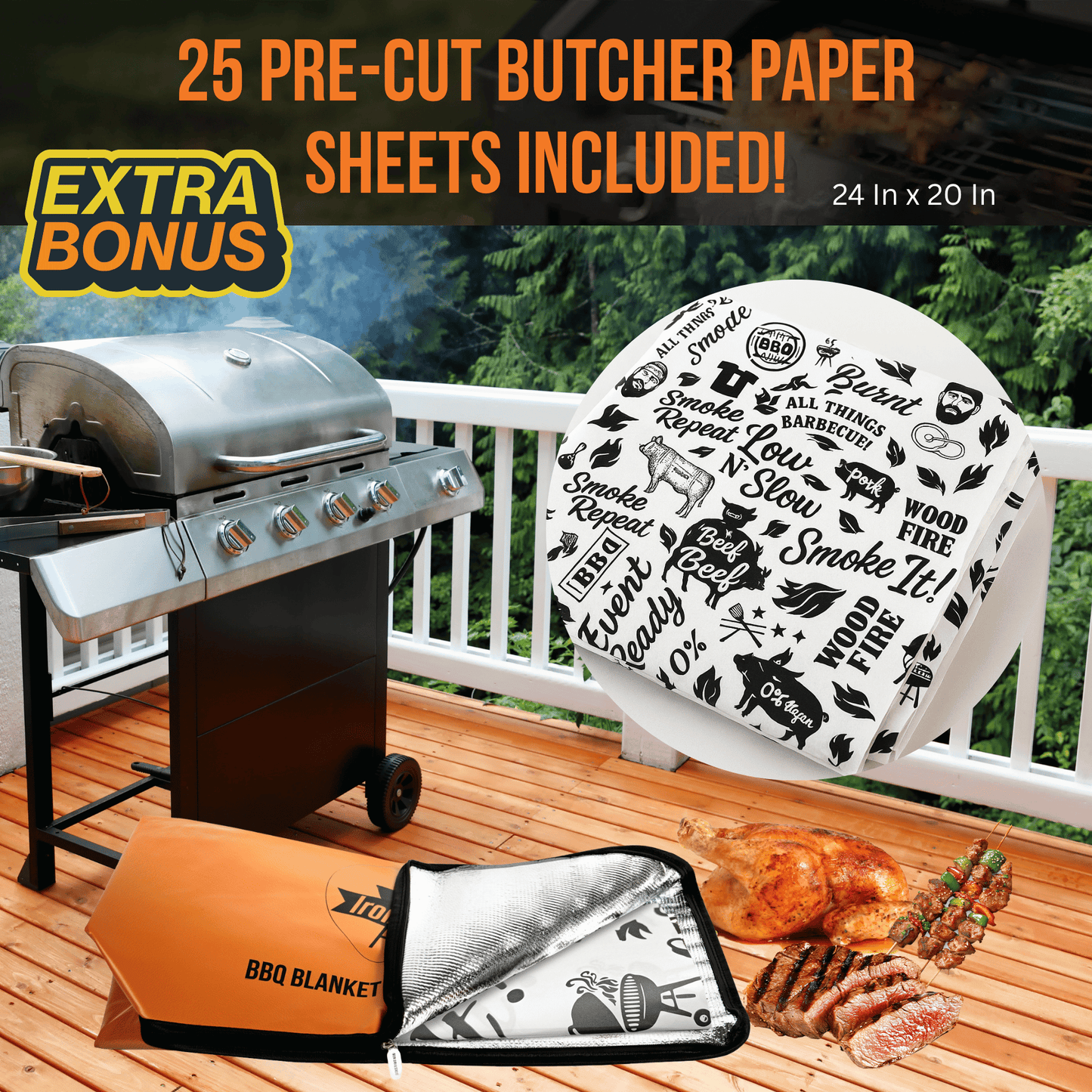 Leather BBQ Blanket for Resting Meat - Insulated Brisket Blanket Smoker Meat Resting Bag (Large 24 Inch)