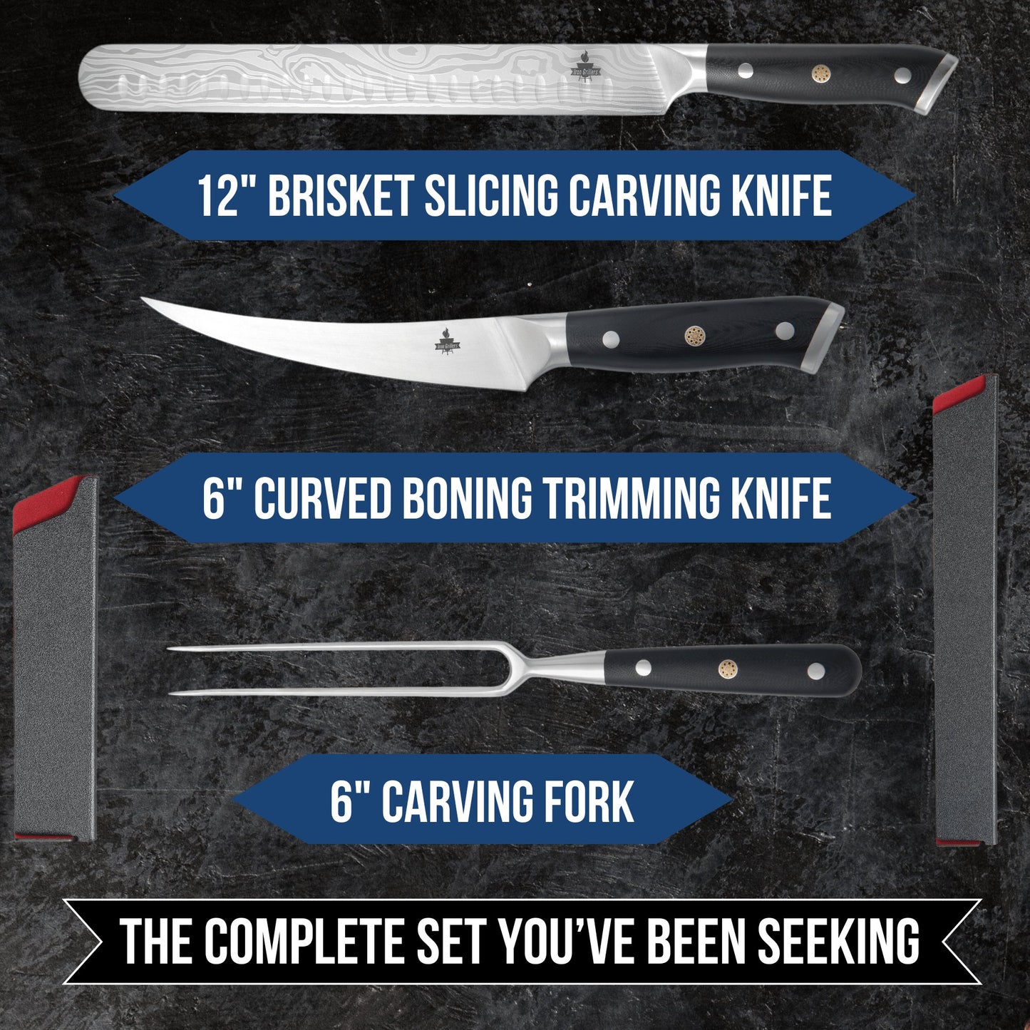 Slicing Carving Knife Set for Meat Cutting - Brisket, Turkey, BBQ & More - Iron Grillers