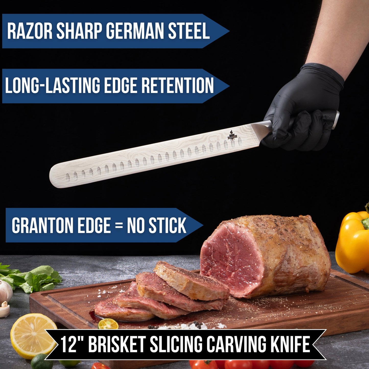 Slicing Carving Knife Set for Meat Cutting - Brisket, Turkey, BBQ & More - Iron Grillers